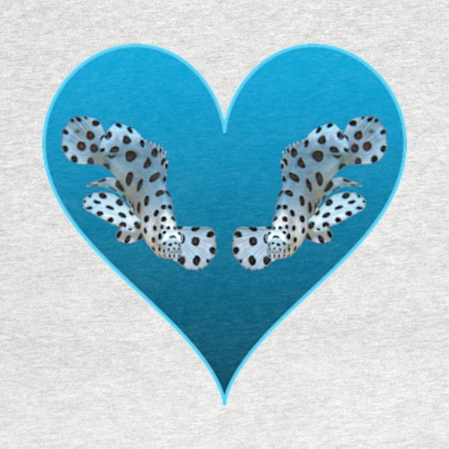 Cute motif of a fish | Small fish in a blue heart | by Ute-Niemann